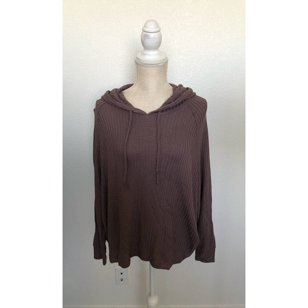 Chaser Lavender Waffle Weave Dolman Sleeve Thermal High-Low Top - M